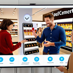 A vibrant scene depicting a modern brand interaction where transparency is key. A diverse group of customers, with open and engaged expressions, are receiving clear, concise information from brand representatives, possibly via a user-friendly digital display showing product details or policy. The setting is bright and open, emphasizing honesty and direct human connection, with no hidden elements.