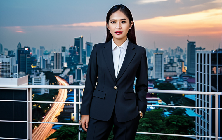 고객 경험 개선으로 명성 강화 - **Prompt:** A professional Thai woman in a modern, modest business suit, standing in front of the Ba...