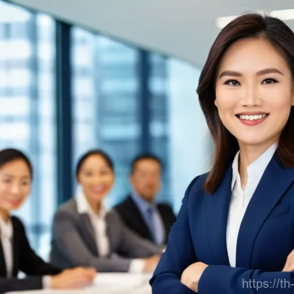 프로페셔널 이미지 구축을 위한 팁 - **Professional Business Meeting:** A confident Thai businesswoman in her mid-30s, dressed in a tailo...