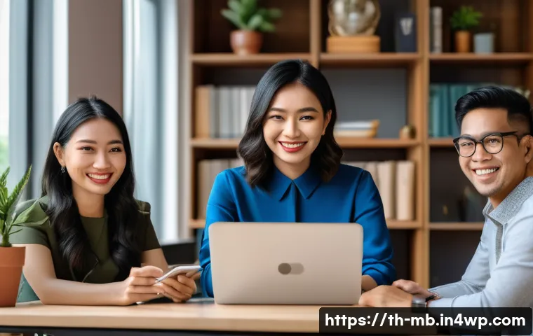 적극적인 온라인 참여의 중요성 - A modern digital networking workshop scene featuring diverse Thai professionals in business casual a...