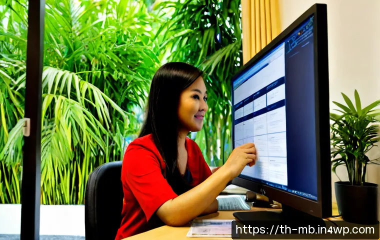 Home 17 자체 웹사이트를 통한 신뢰성 증대 - Photorealistic Thai small-business owner in a neat Bangkok boutique office, confidently reviewing a ...